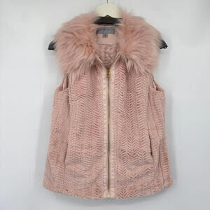 Women's Marc New York Pink Faux Fur Faux Sherpa Vest Medium